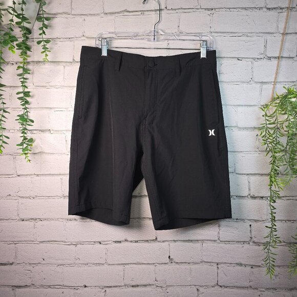 MENS HURLEY BLACK KNEE LENGTH MOISTURE WICKING FABRIC SIZE 32 EUC - Picture 1 of 6